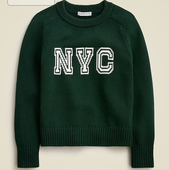 NWOT Crewcuts for J. Crew Kids/Women's intarsia heritage cotton crewneck sweater - Picture 1 of 4